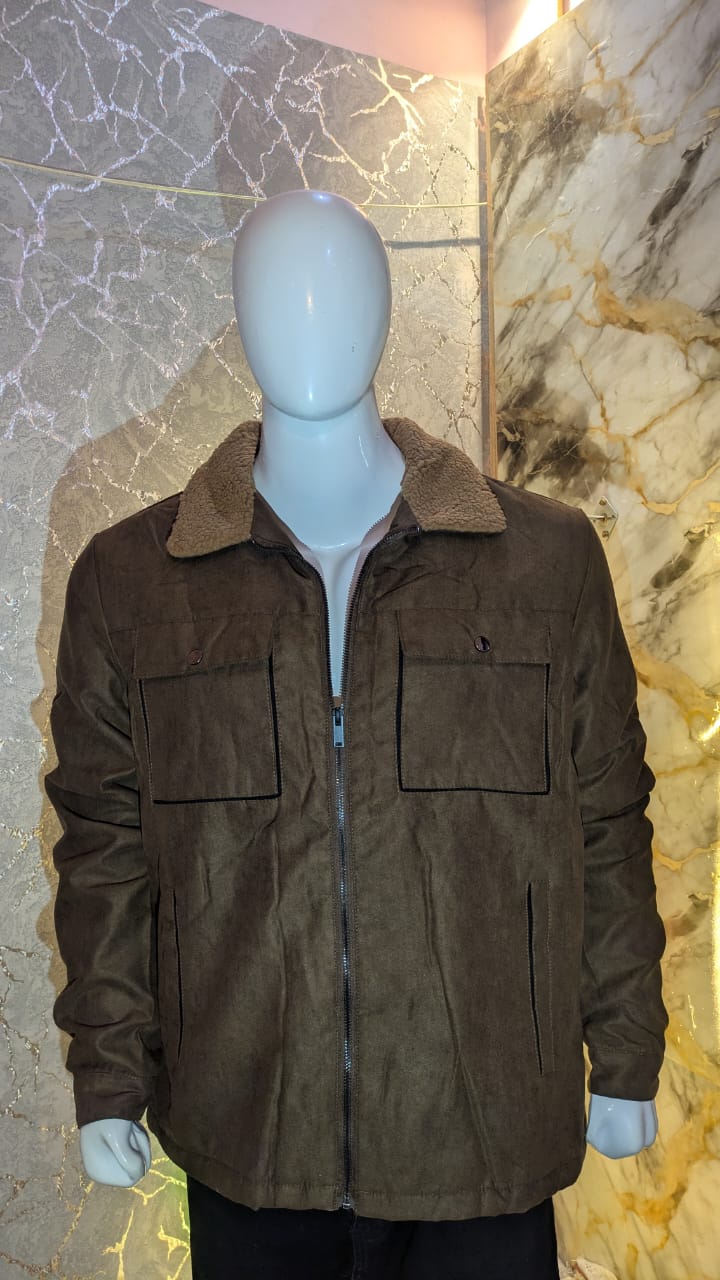 Men’s Brown Sherpa-Collar Winter Jacket