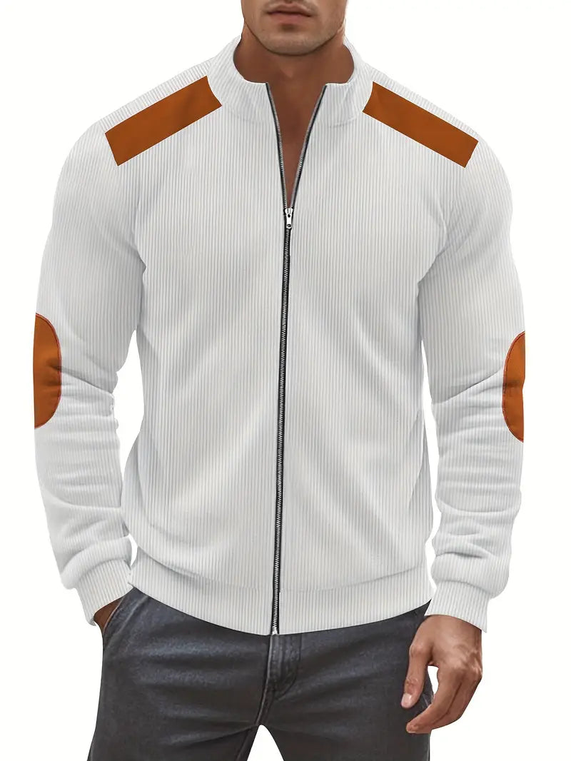 Men’s Heritage Corduroy Zip-Up Jacket with Suede-Accent Paneling